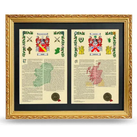 Double Armorial History Framed - Gold