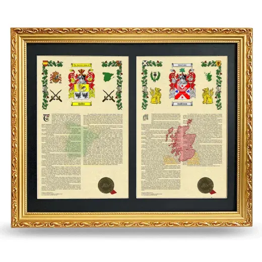 Double Armorial History Framed - Gold
