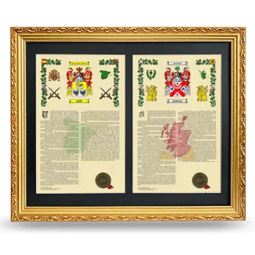 Double Armorial History Framed - Gold