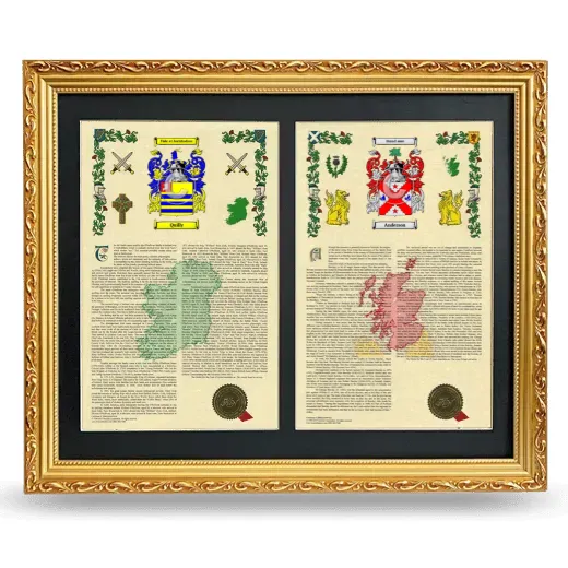 Double Armorial History Framed - Gold