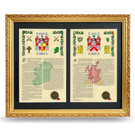 Double Armorial History Framed - Gold