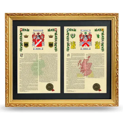 Double Armorial History Framed - Gold