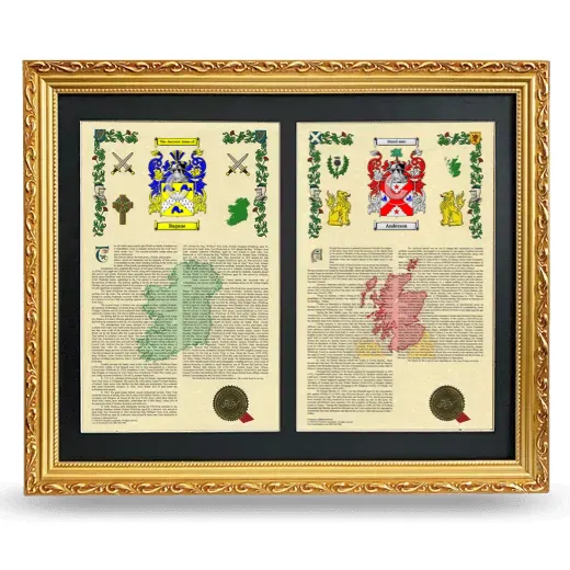 Double Armorial History Framed - Gold