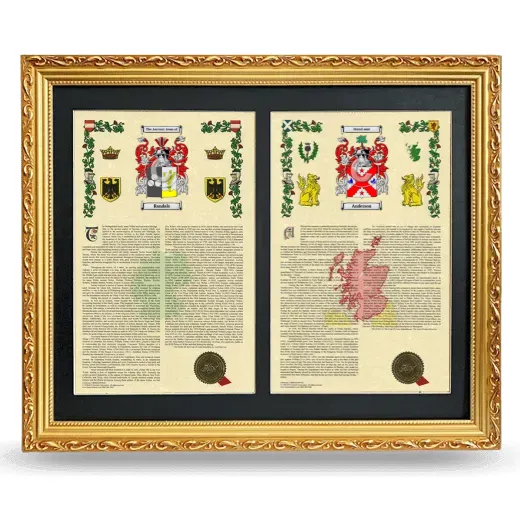 Double Armorial History Framed - Gold