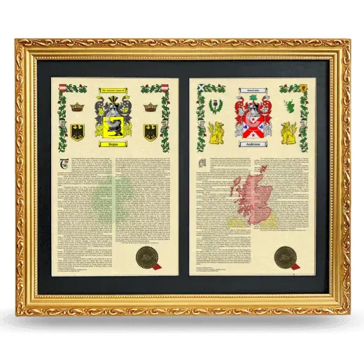Double Armorial History Framed - Gold