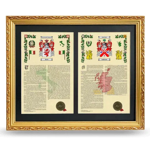 Double Armorial History Framed - Gold