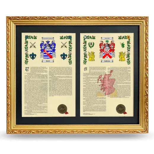 Double Armorial History Framed - Gold
