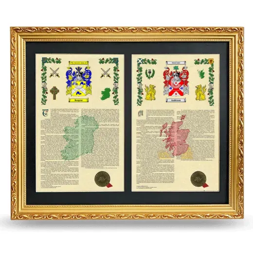 Double Armorial History Framed - Gold