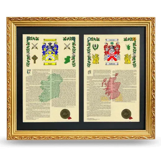 Double Armorial History Framed - Gold
