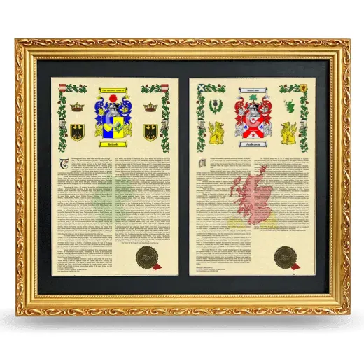 Double Armorial History Framed - Gold