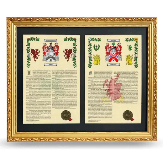 Double Armorial History Framed - Gold