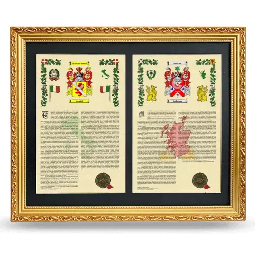 Double Armorial History Framed - Gold