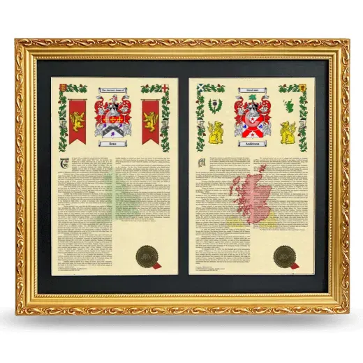 Double Armorial History Framed - Gold