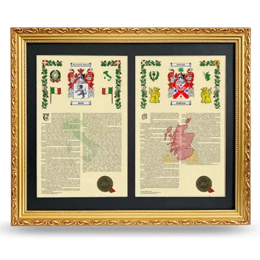 Double Armorial History Framed - Gold