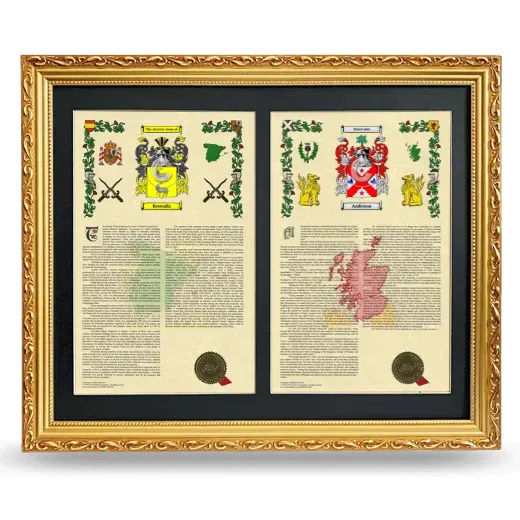 Double Armorial History Framed - Gold