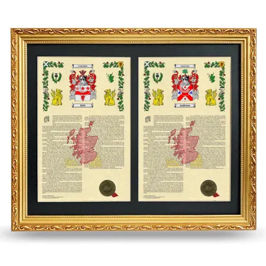 Double Armorial History Framed - Gold