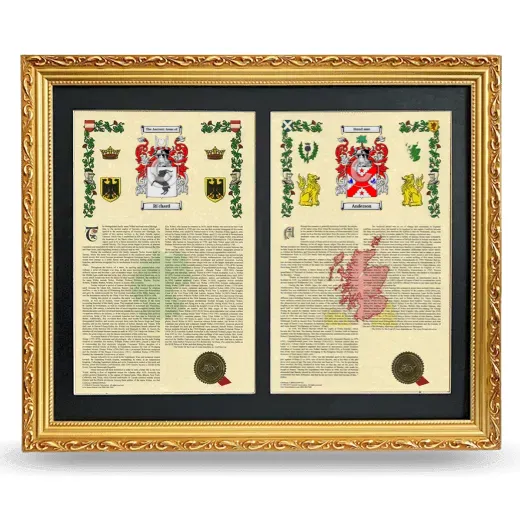 Double Armorial History Framed - Gold
