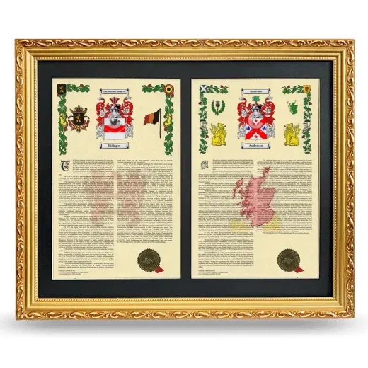 Double Armorial History Framed - Gold