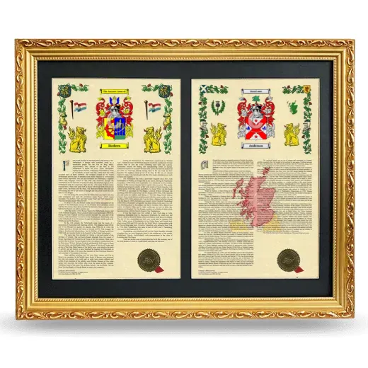 Double Armorial History Framed - Gold
