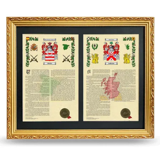 Double Armorial History Framed - Gold