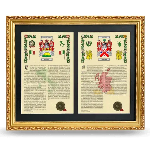 Double Armorial History Framed - Gold