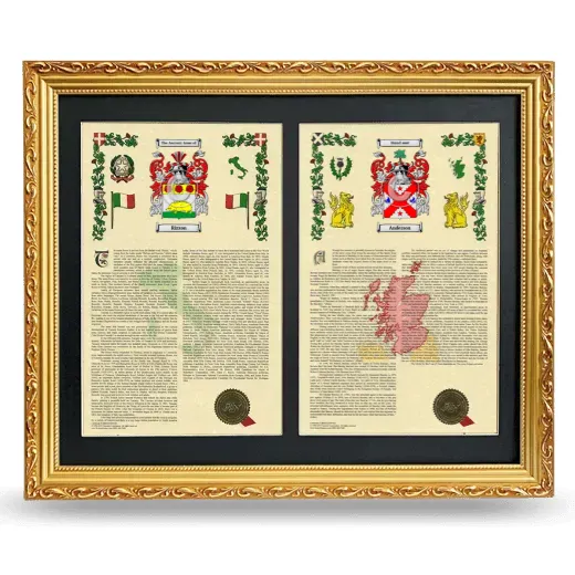 Double Armorial History Framed - Gold