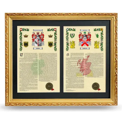 Double Armorial History Framed - Gold