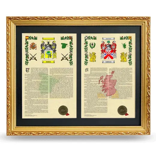 Double Armorial History Framed - Gold