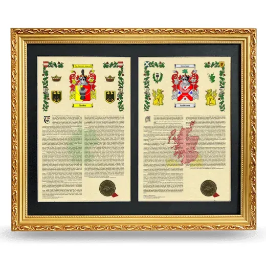 Double Armorial History Framed - Gold