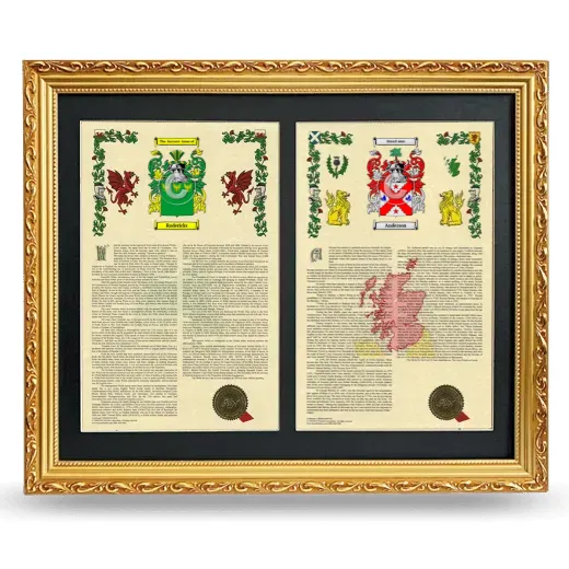Double Armorial History Framed - Gold