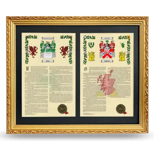 Double Armorial History Framed - Gold