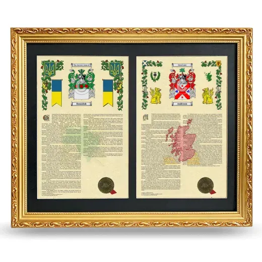 Double Armorial History Framed - Gold