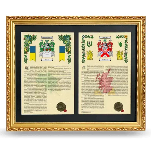 Double Armorial History Framed - Gold