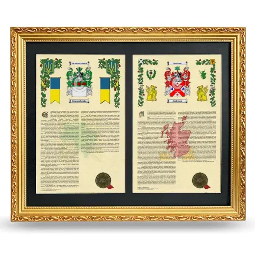 Double Armorial History Framed - Gold