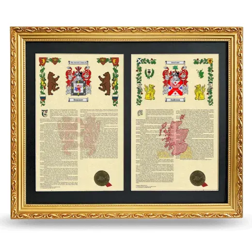 Double Armorial History Framed - Gold
