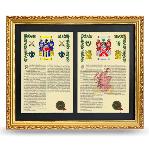 Double Armorial History Framed - Gold