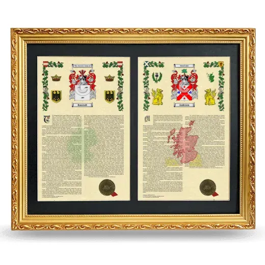 Double Armorial History Framed - Gold