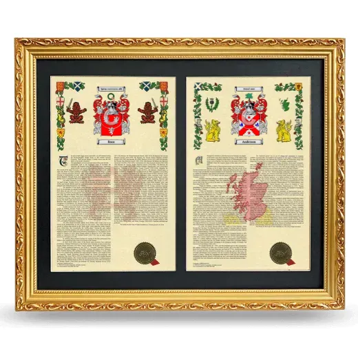Double Armorial History Framed - Gold