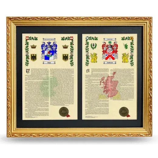Double Armorial History Framed - Gold