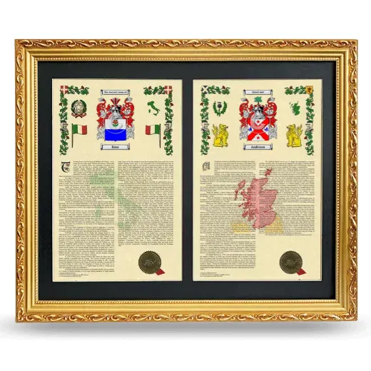 Double Armorial History Framed - Gold