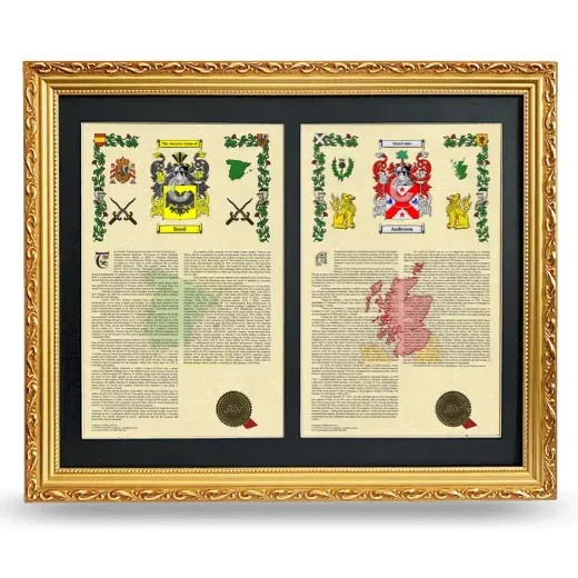 Double Armorial History Framed - Gold