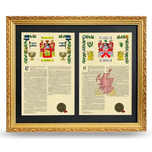 Double Armorial History Framed - Gold