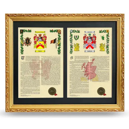 Double Armorial History Framed - Gold