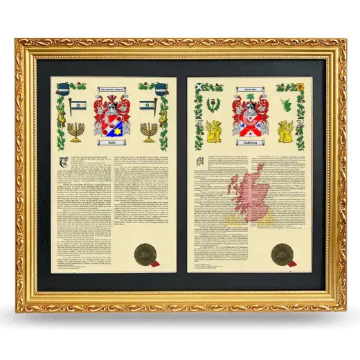 Double Armorial History Framed - Gold