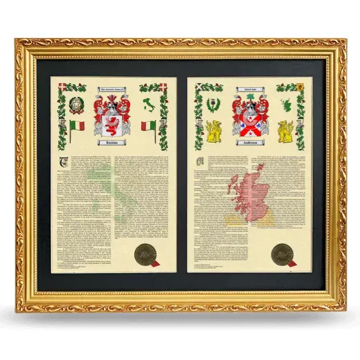Double Armorial History Framed - Gold