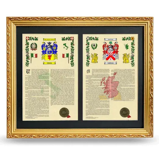 Double Armorial History Framed - Gold