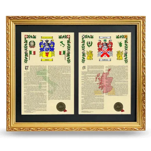Double Armorial History Framed - Gold