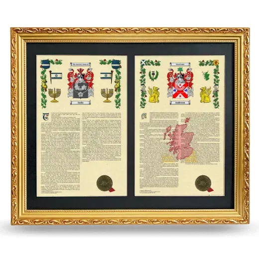 Double Armorial History Framed - Gold