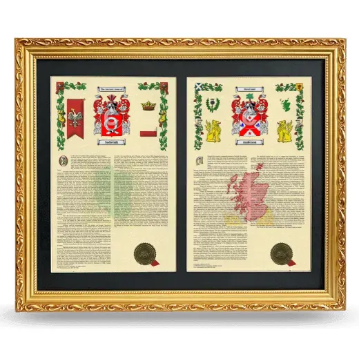 Double Armorial History Framed - Gold