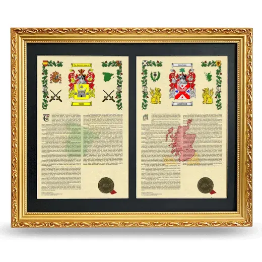 Double Armorial History Framed - Gold